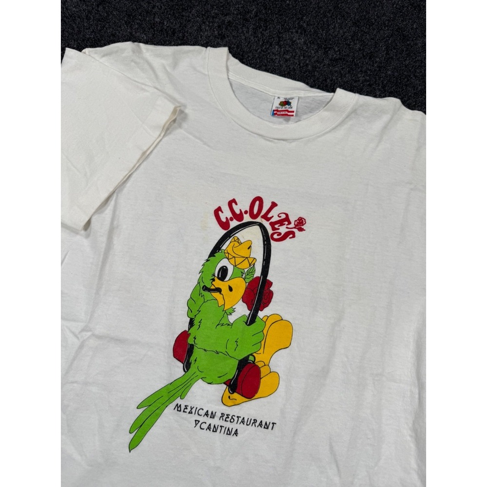 VTG CC Ole's Mexican Restaurant Cantina T Shirt Concord CA USA XL 90s Parrot